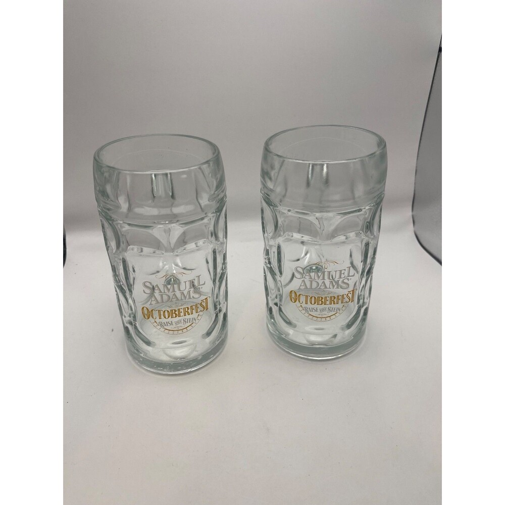 Samuel Adams Oktoberfest Beer Stein Glass Mug Set 2 Raise The Stein